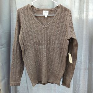 St. John's Bay women's size M v-neck pullover cable sweater brand new with tags